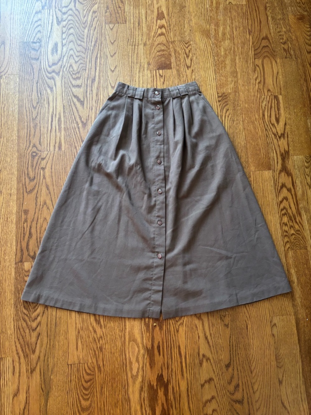 Vintage Brown Midi Skirt (Pockets!)